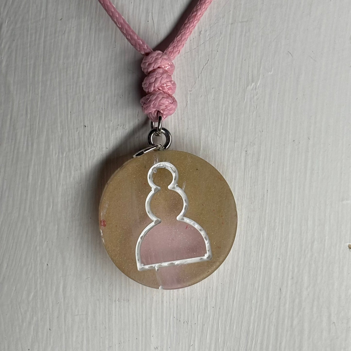 Sand Pink Pawn - Handmade Resin Chess Necklace