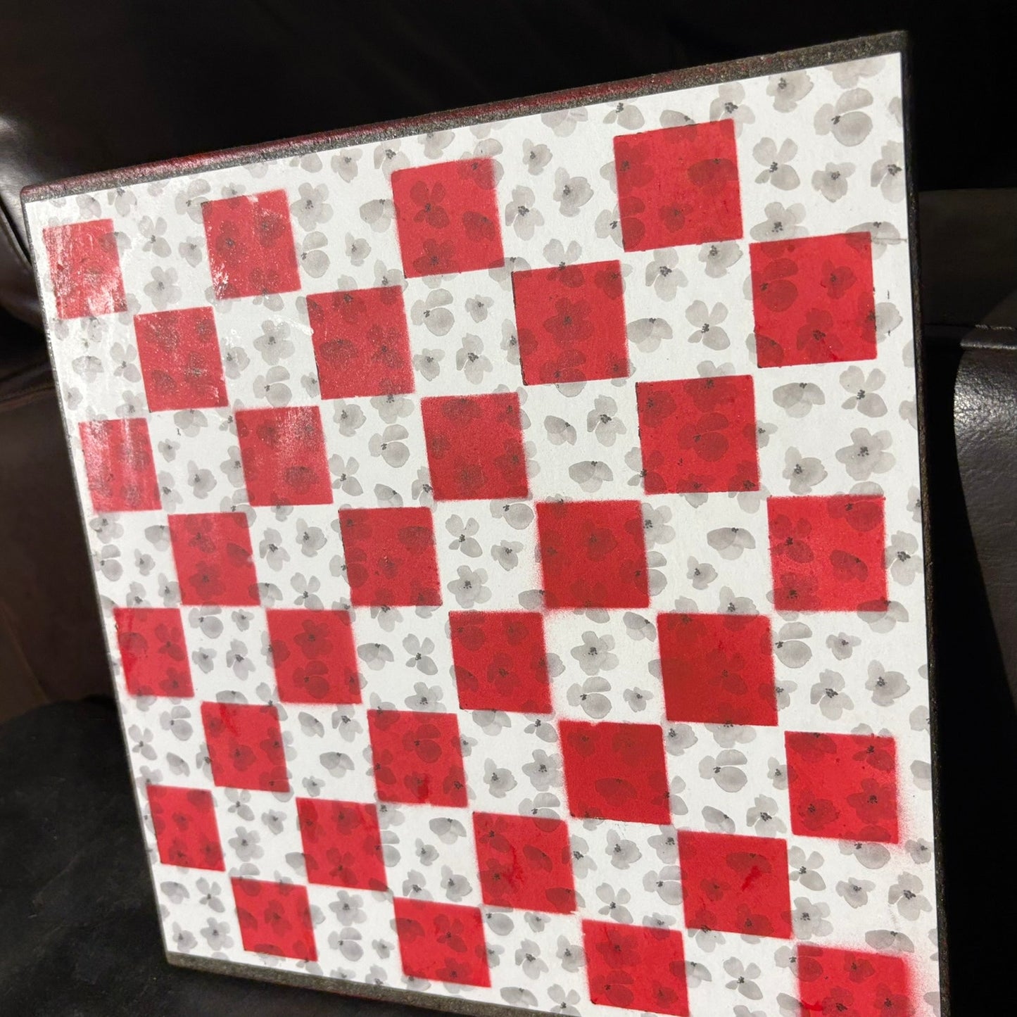 Gray White & Red - Scrapbook Chess Board