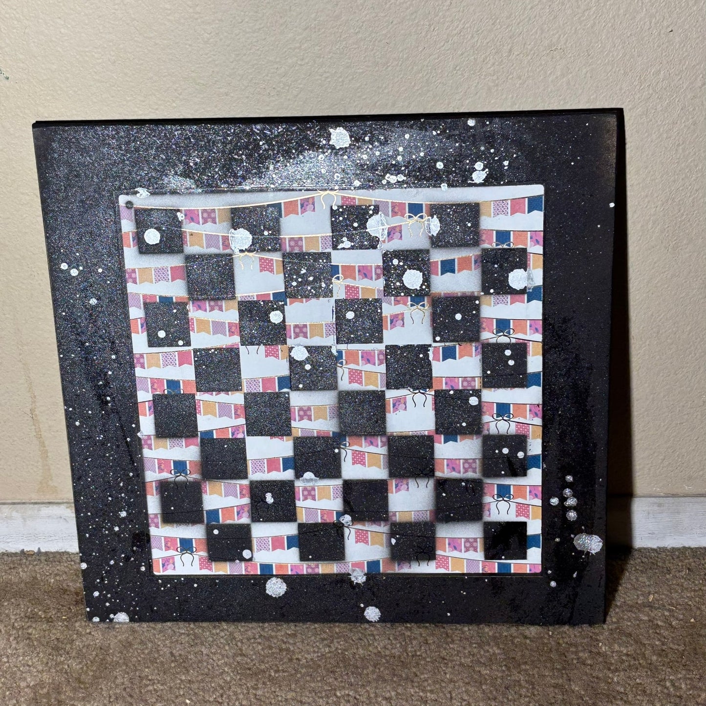 Rainbow Banner Chrome Drip - Large Scrapbook Chess Board
