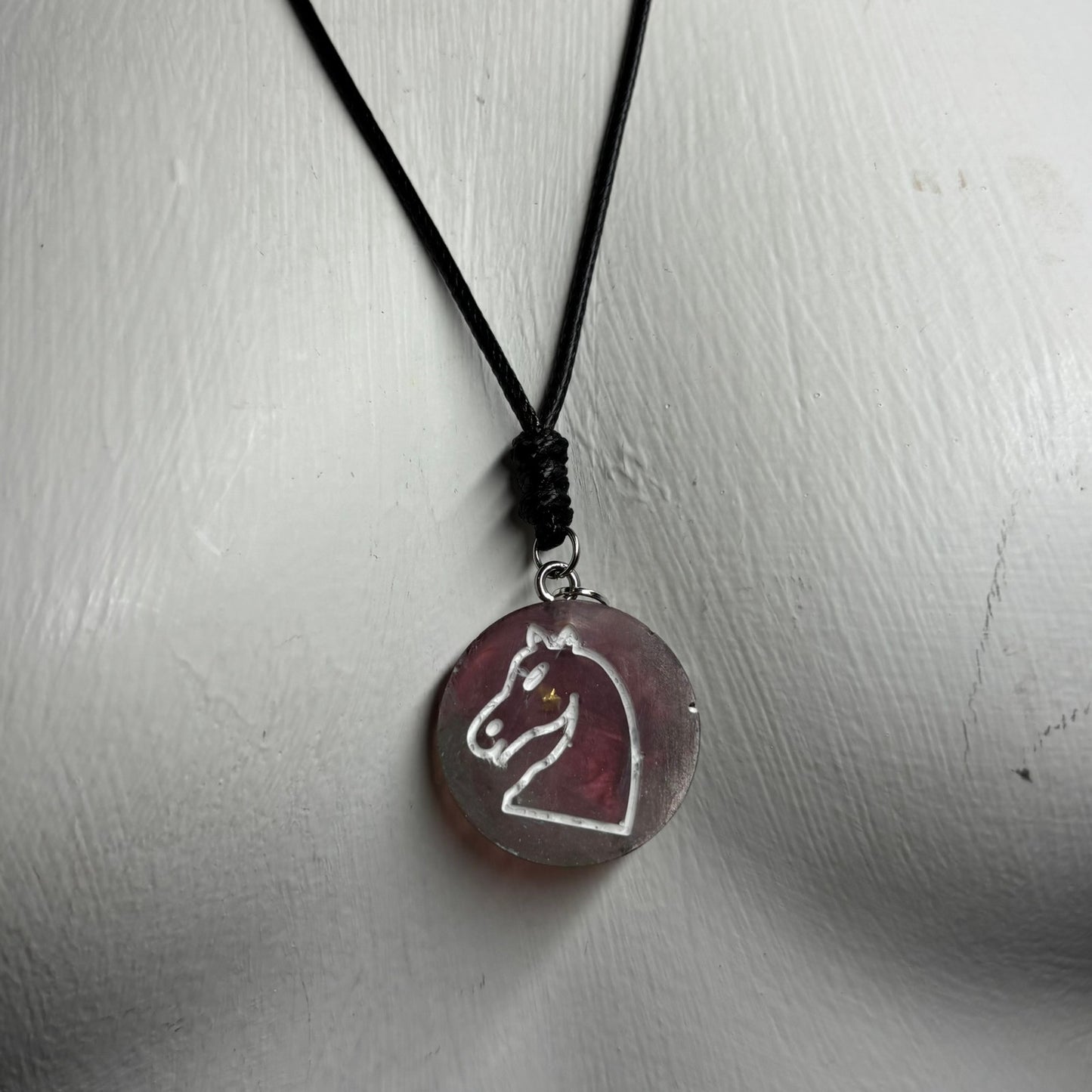 Coffee Brown Knight - Handmade Resin Chess Necklace