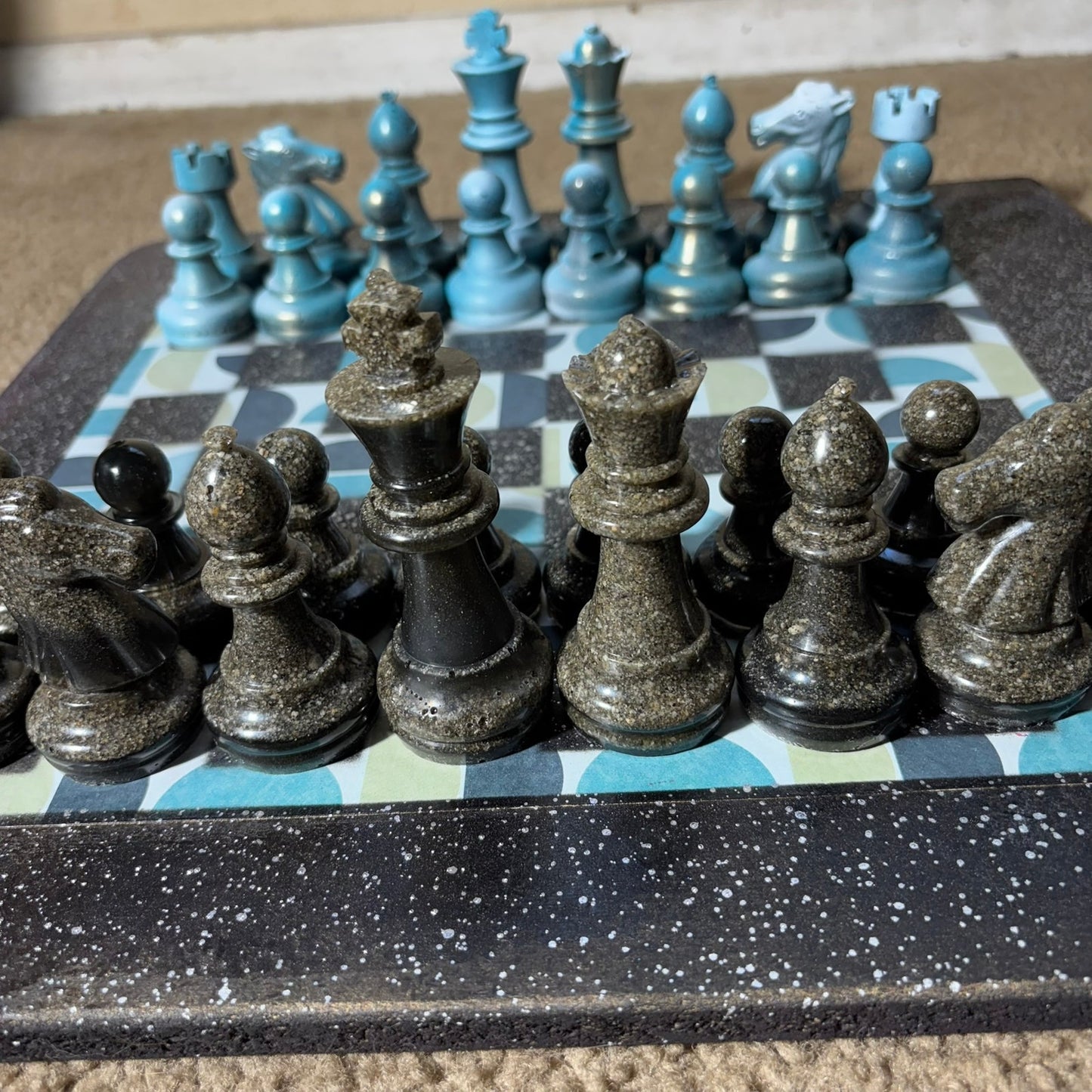 Vintage Blue - Large Deluxe Chess Set