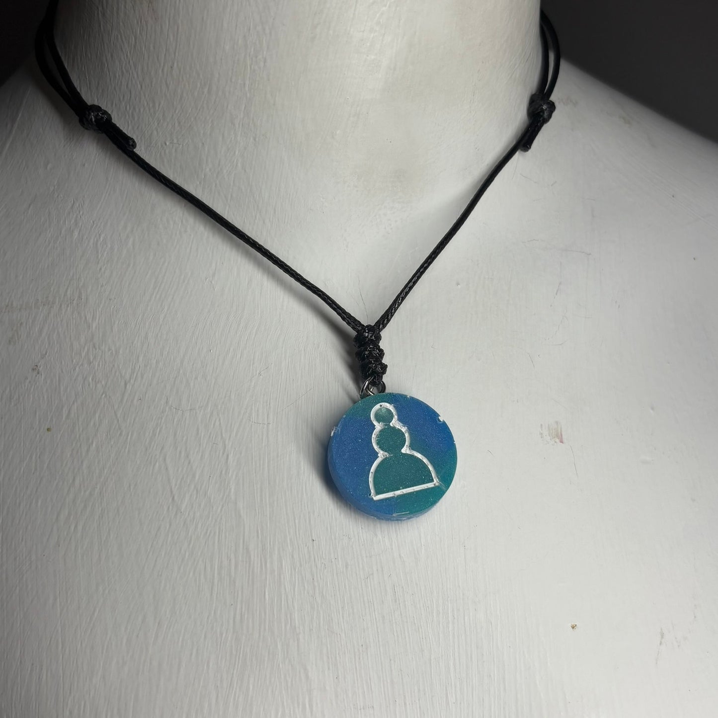Blue Pawn - Handmade Resin Chess Necklace