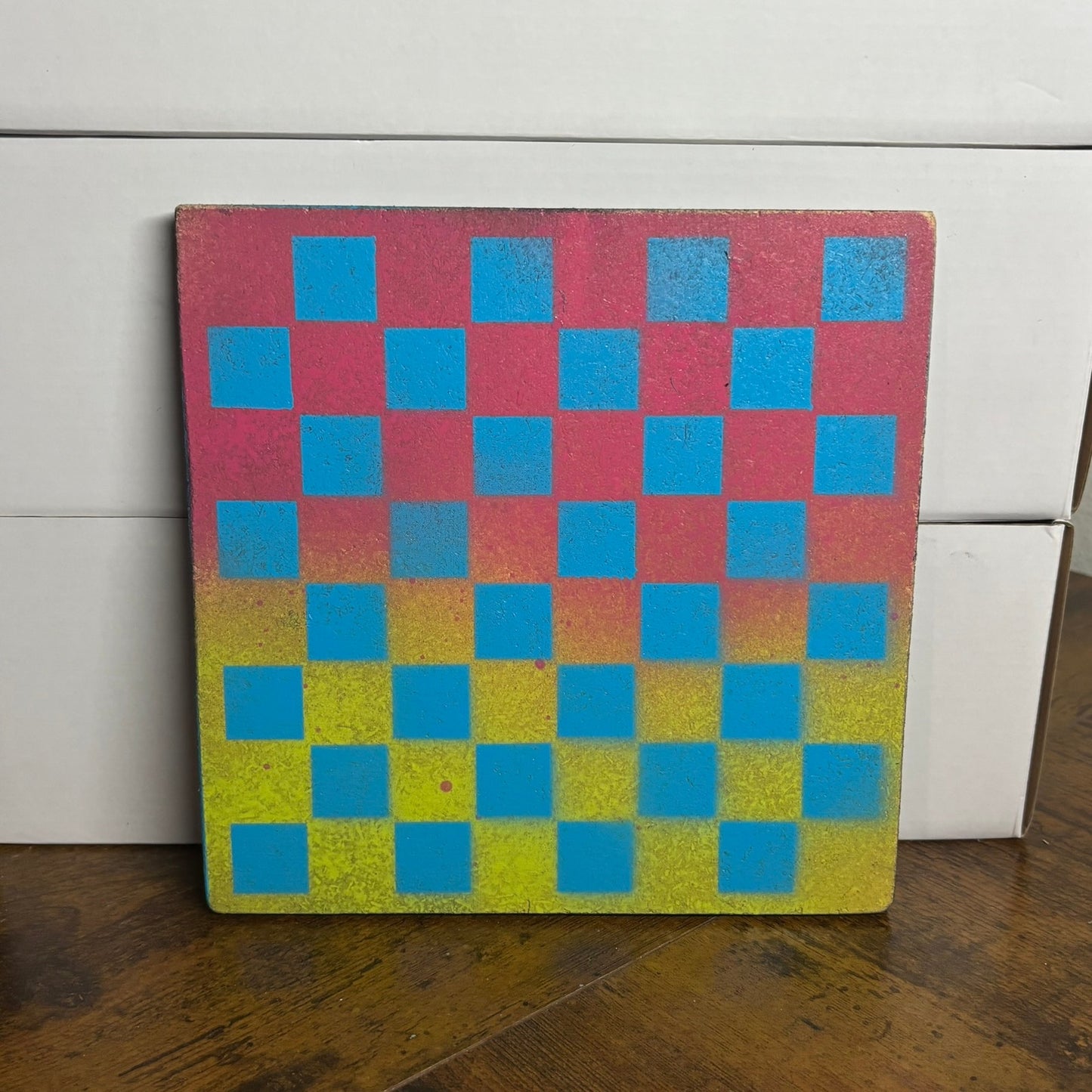 Pink & Neon Green Blue Hue - Painted Double Sided Chess Board