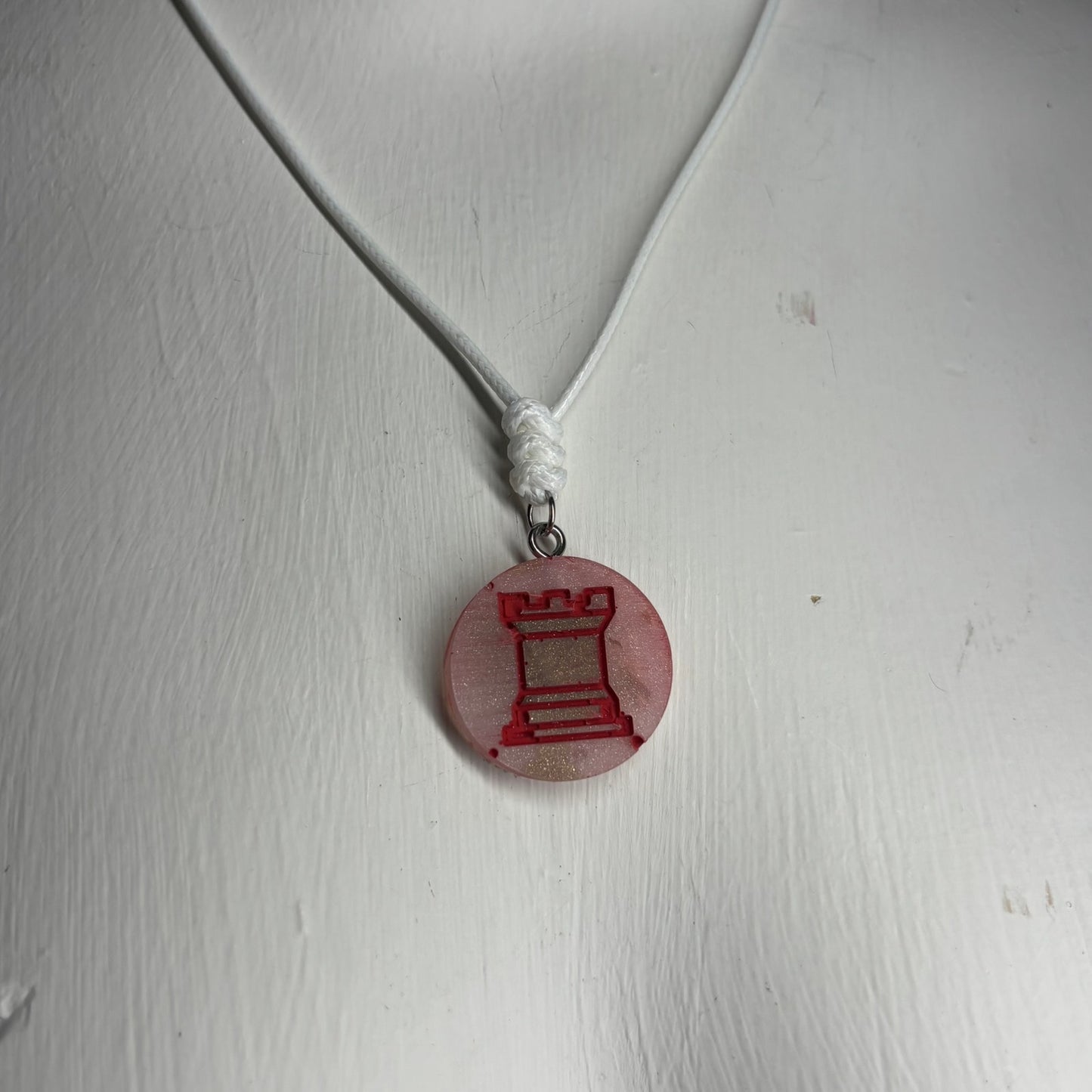 Space Red Rook - Handmade Resin Chess Necklace