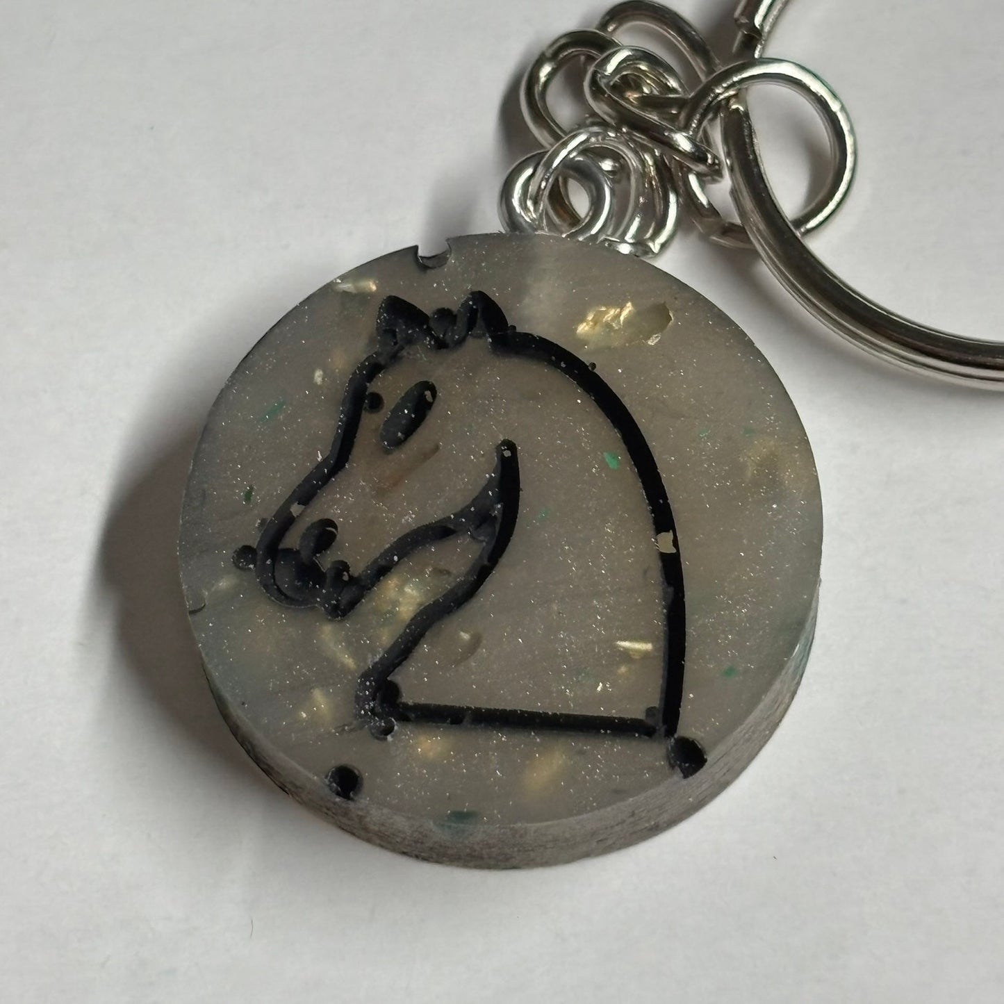 Crystal Gray Knight - Handmade Resin Keychain