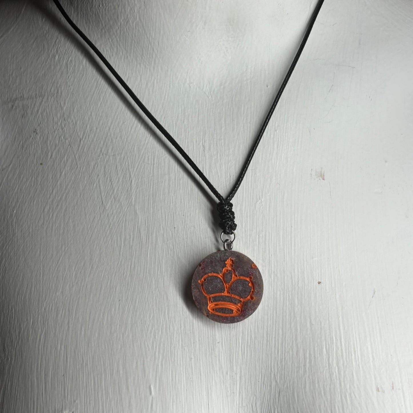 Purple Orange King - Handmade Resin Chess Necklace