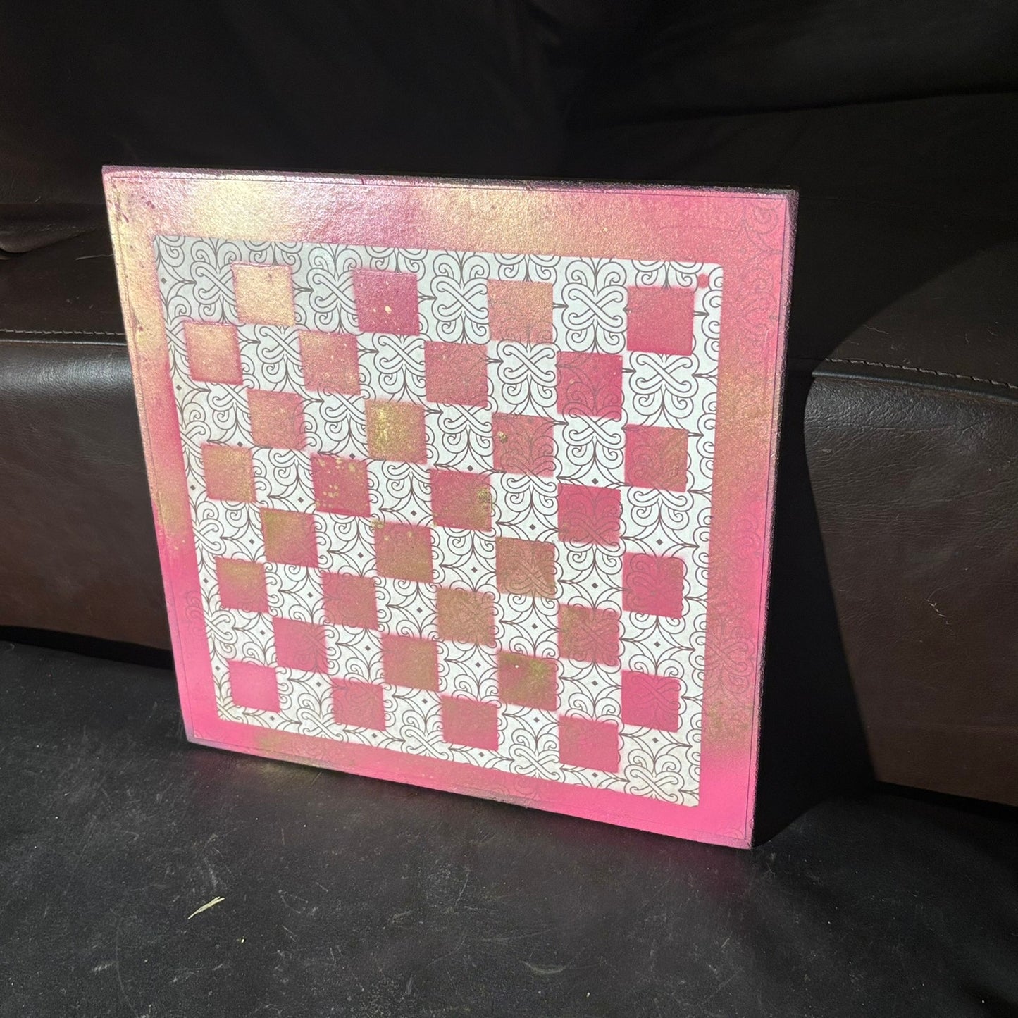 Pink & White - Scrapbook Chess Board