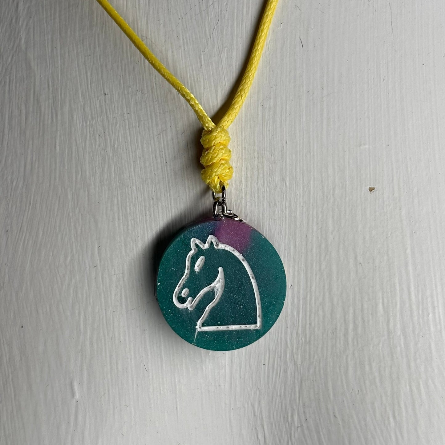 Green Space Knight - Handmade Resin Chess Necklace