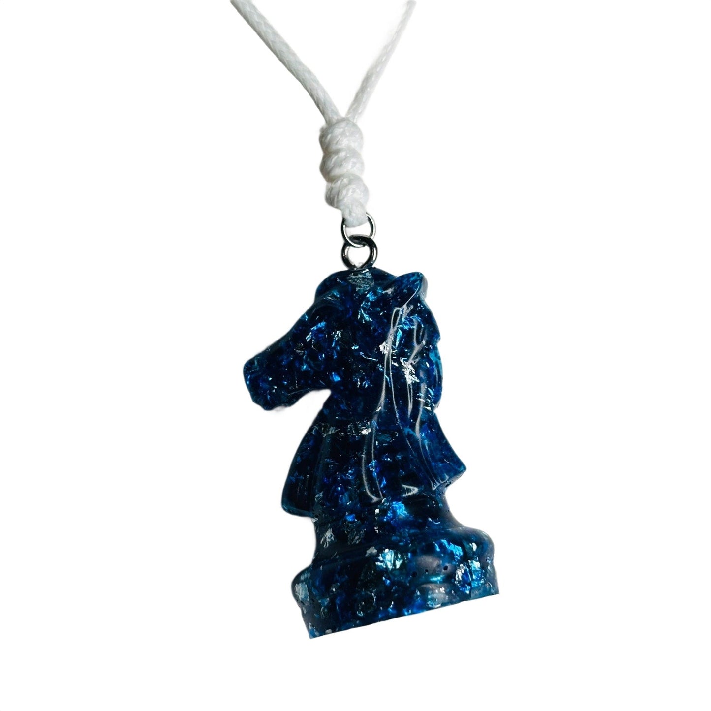 🎁 Blue Crystal Knight - Handmade Resin Chess Necklace (100% off)