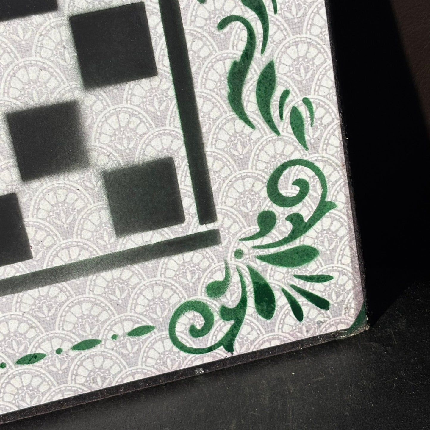 Gray White & Green - Scrapbook Chess Board