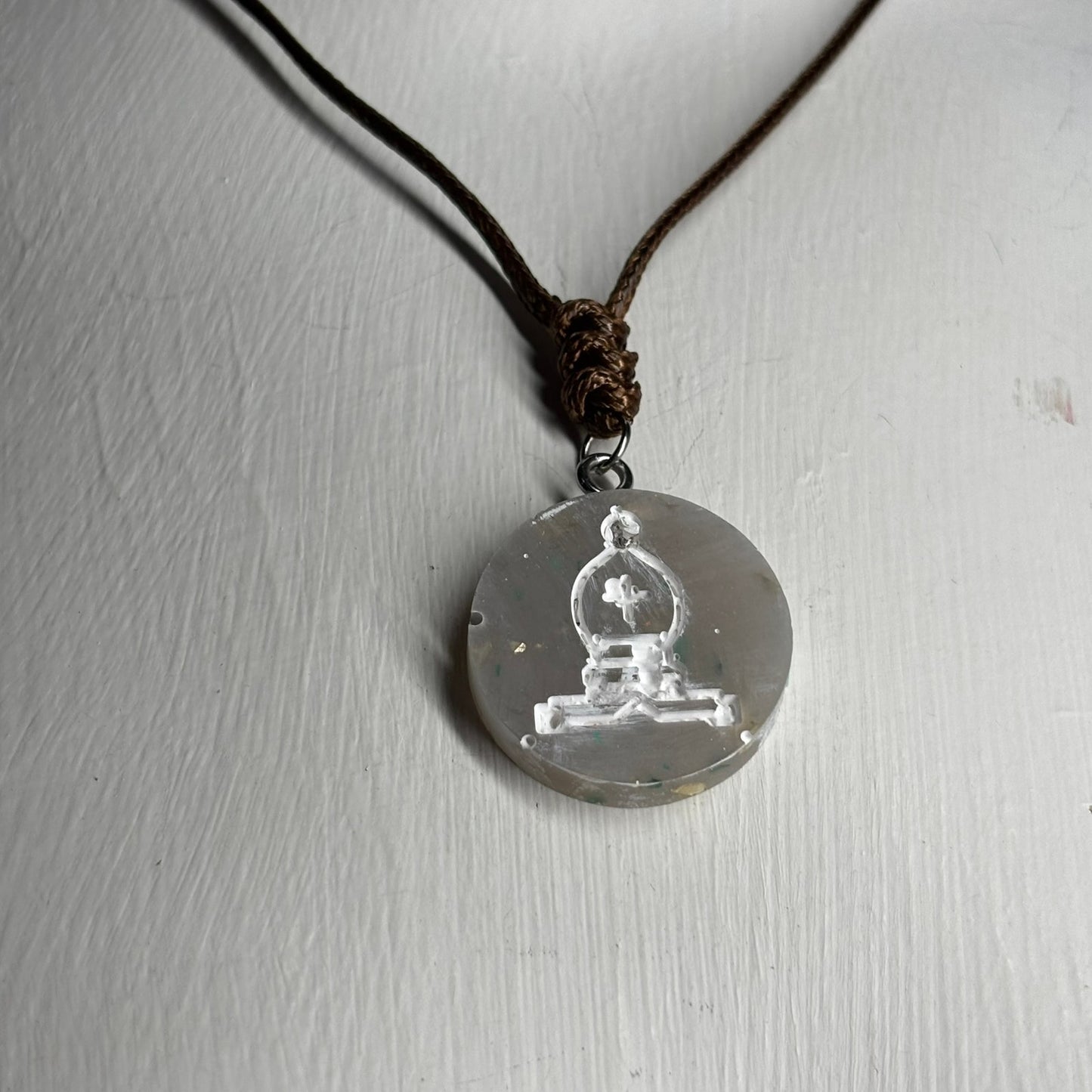 Crystal White Bishop - Handmade Resin Chess Necklace