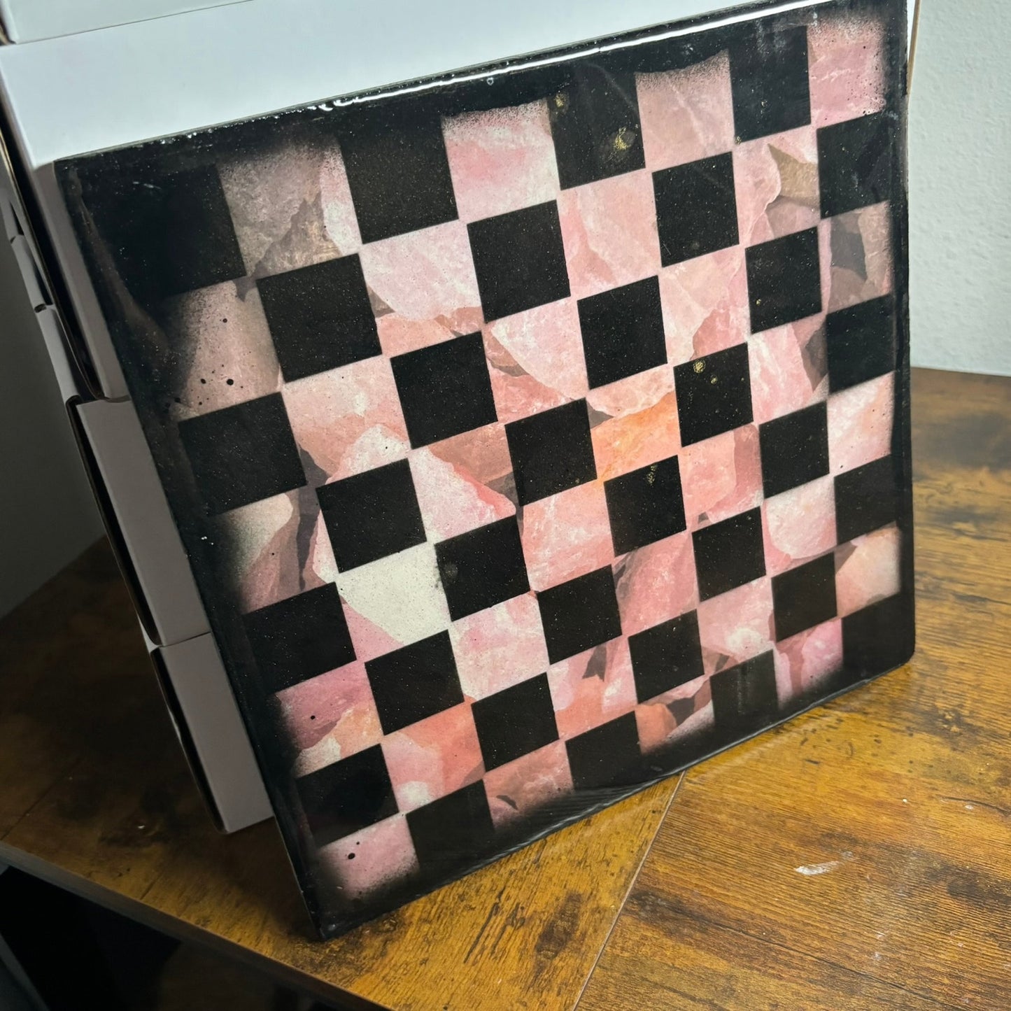 Soft Pink Rock - Resin Coated Chess Board