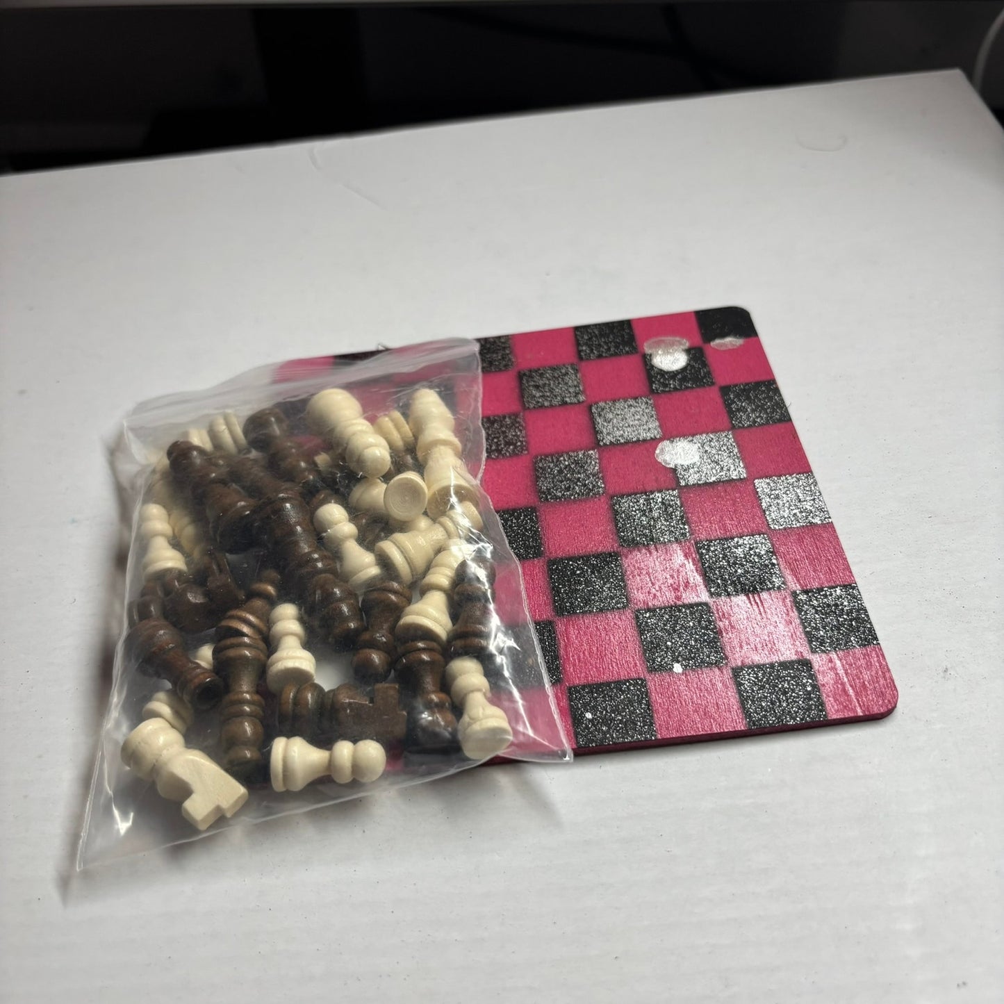 Cherry Red & Black Chrome Drip - Mini Chess Set