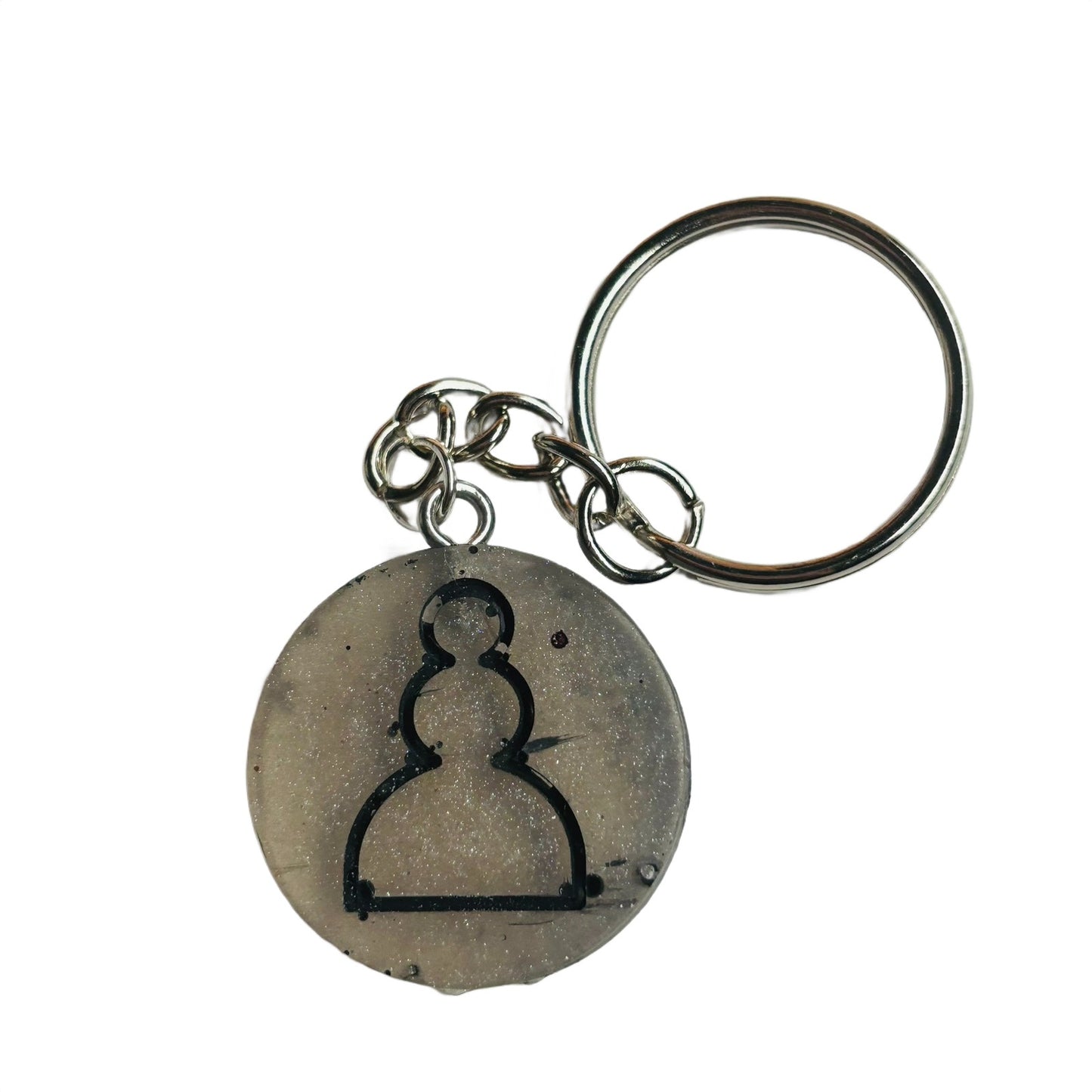 Silver Black Pawn - Handmade Resin Keychain