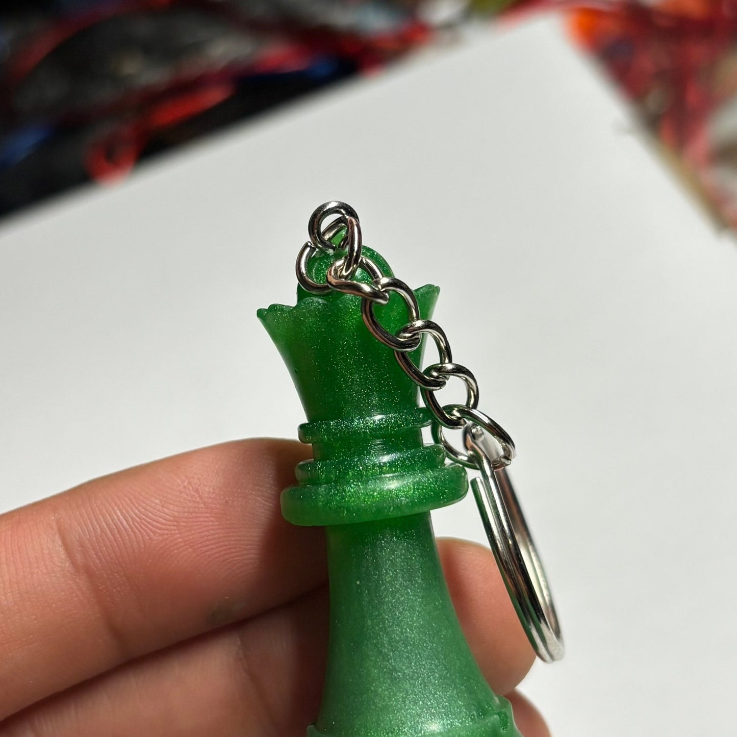 Solid Green Queen - Handmade Resin Keychain