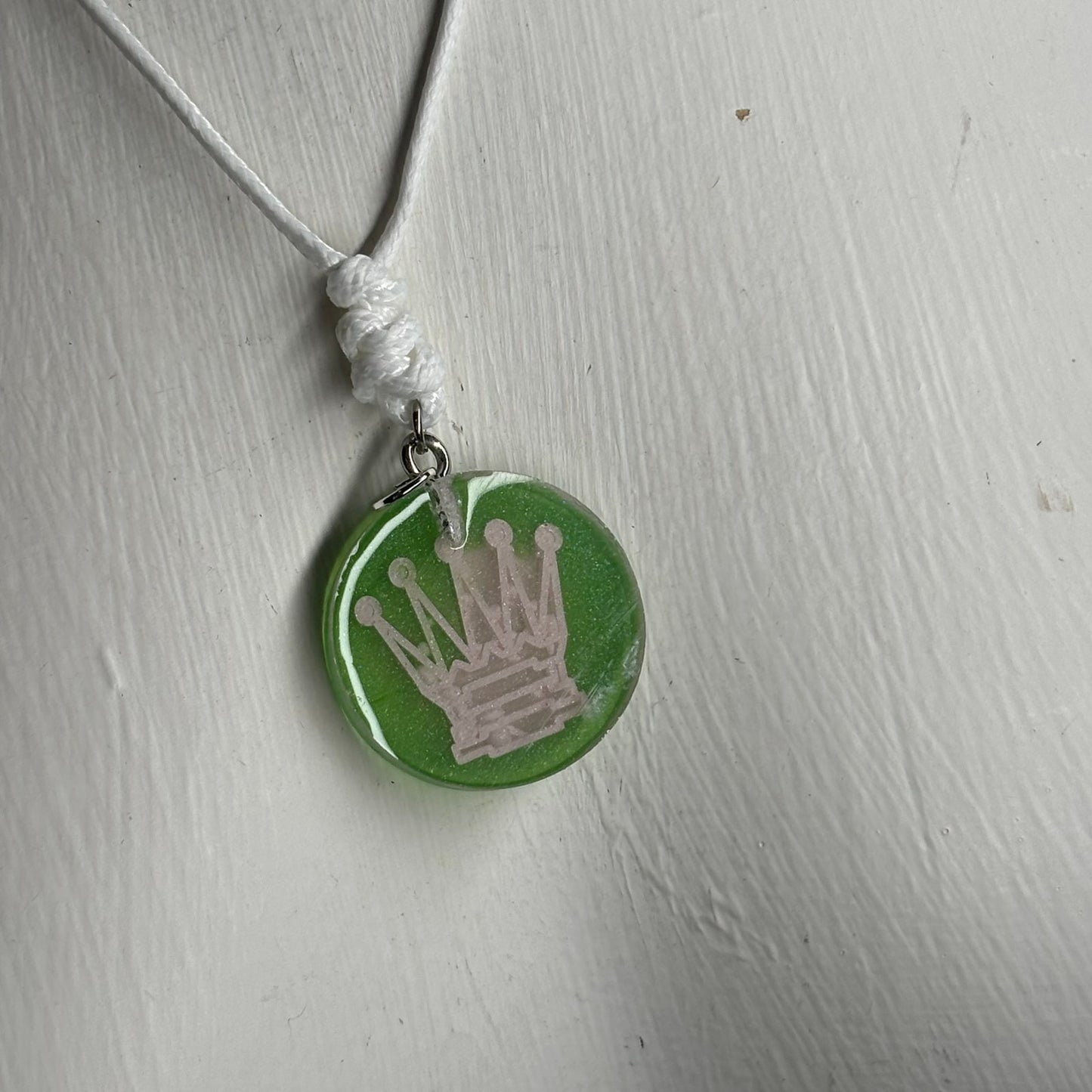 Green Queen - Handmade Resin Chess Necklace