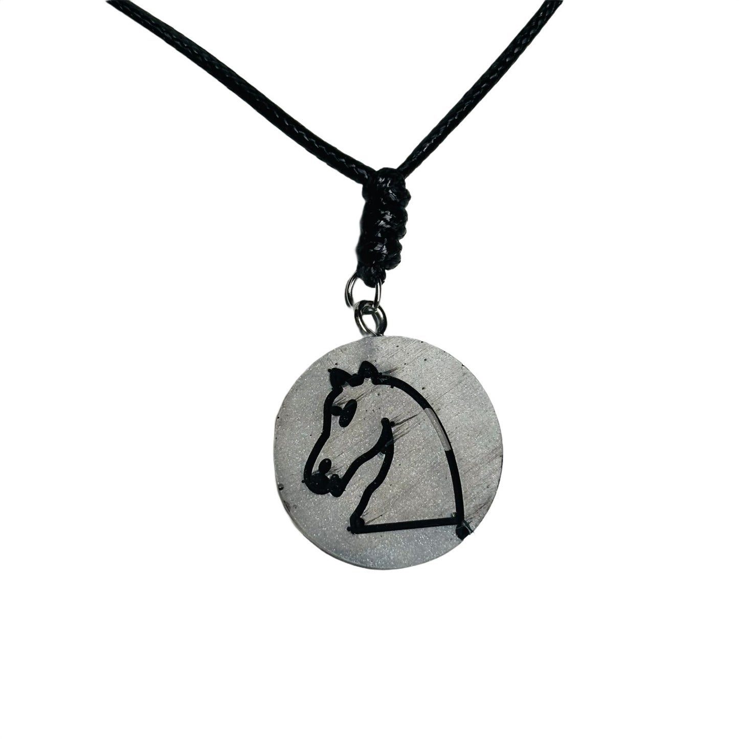 Silver Knight - Handmade Resin Chess Necklace