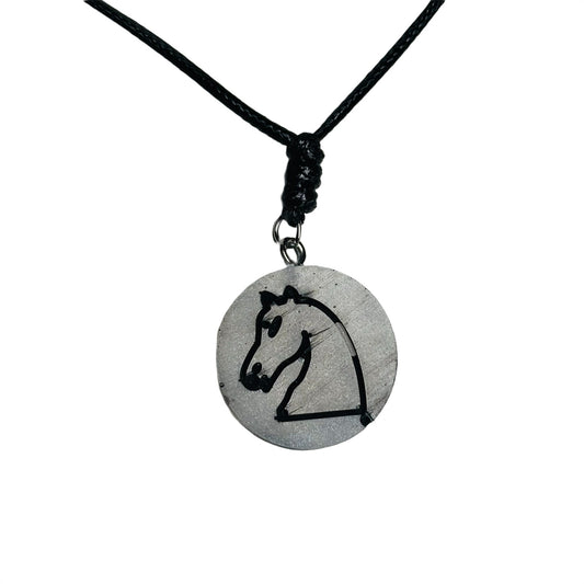 Silver Knight - Handmade Resin Chess Necklace