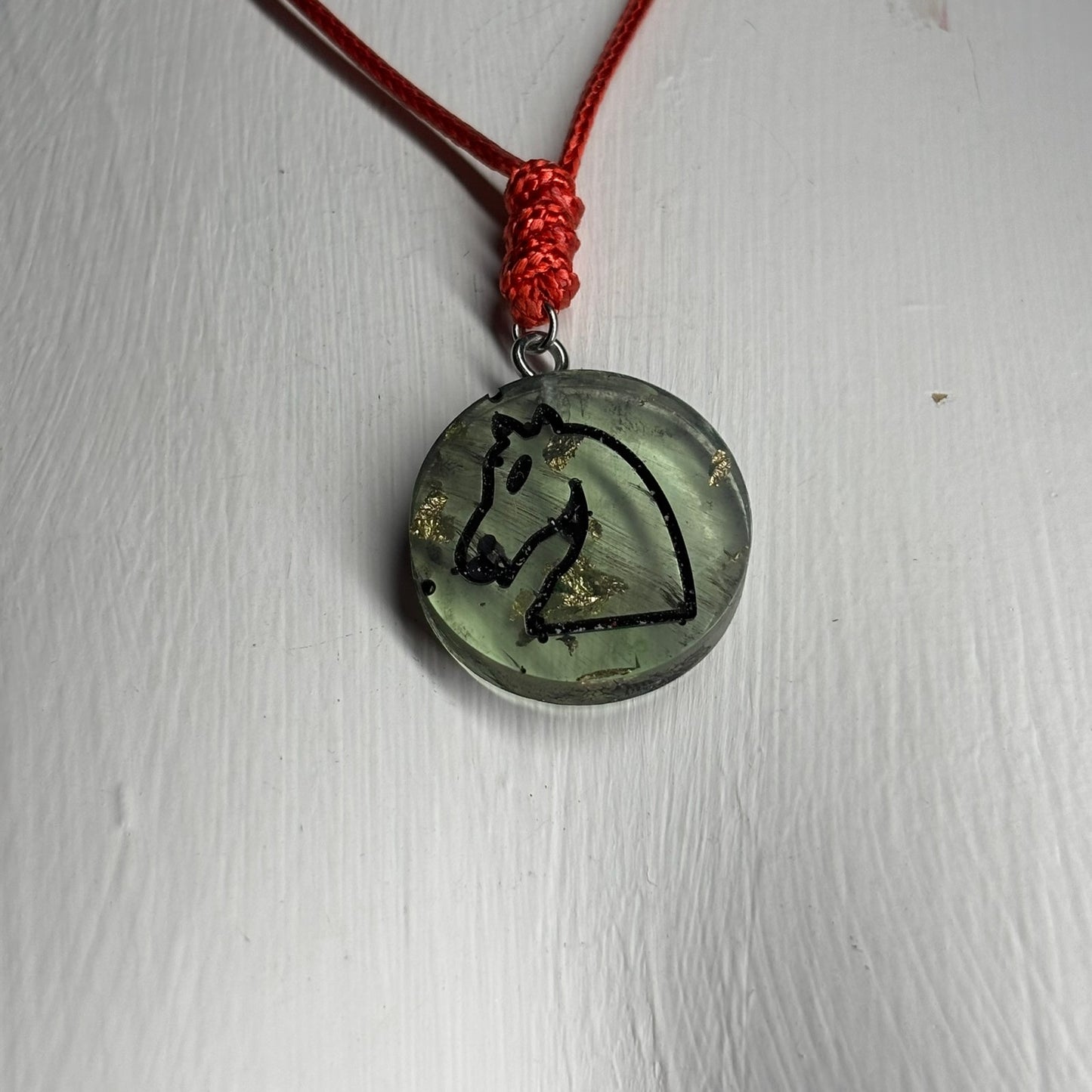 Chinese Green Knight - Handmade Resin Chess Necklace