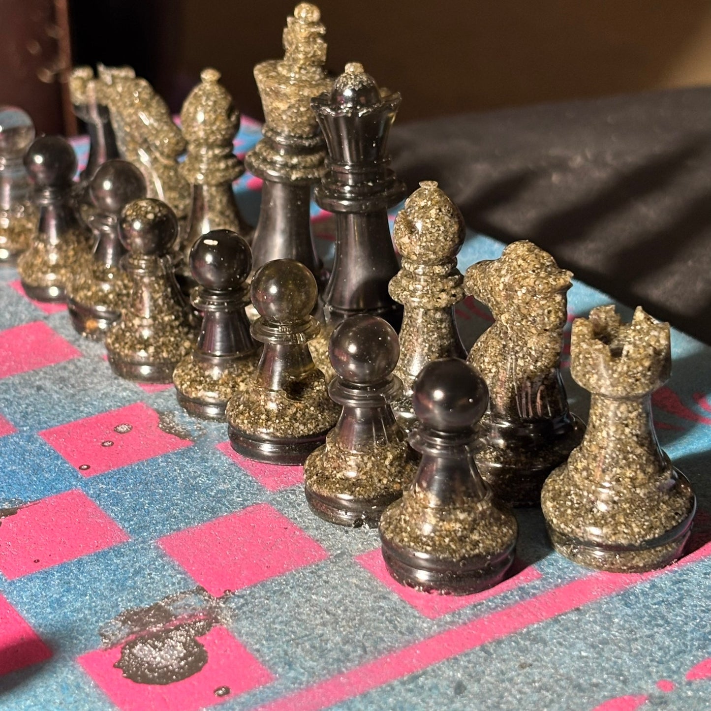 Sky Blue Pink- Painted Chess Set