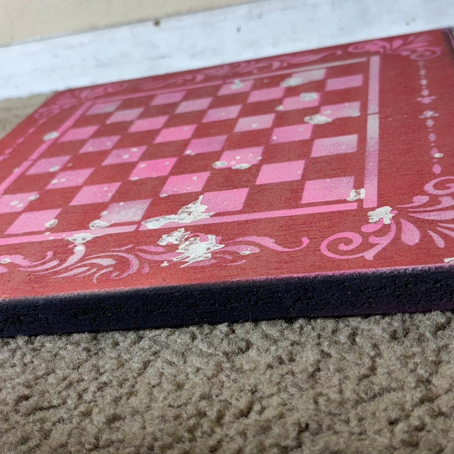 Pink & Red - Painted Chess Board