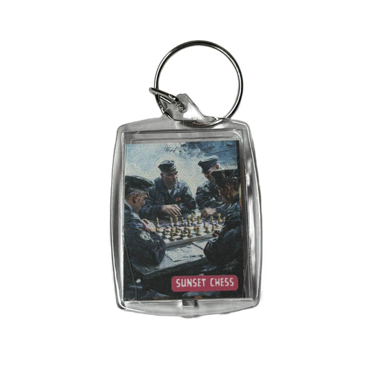 Chess At Sea - Sunset Chess Photo Keychain