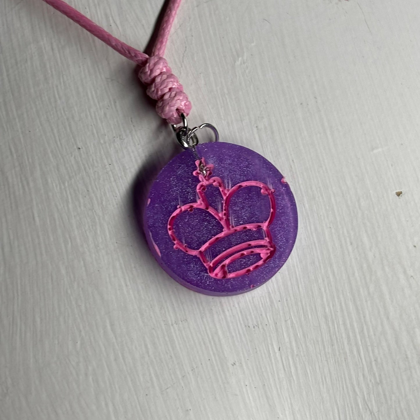 Fabulous Pink King - Handmade Resin Chess Necklace