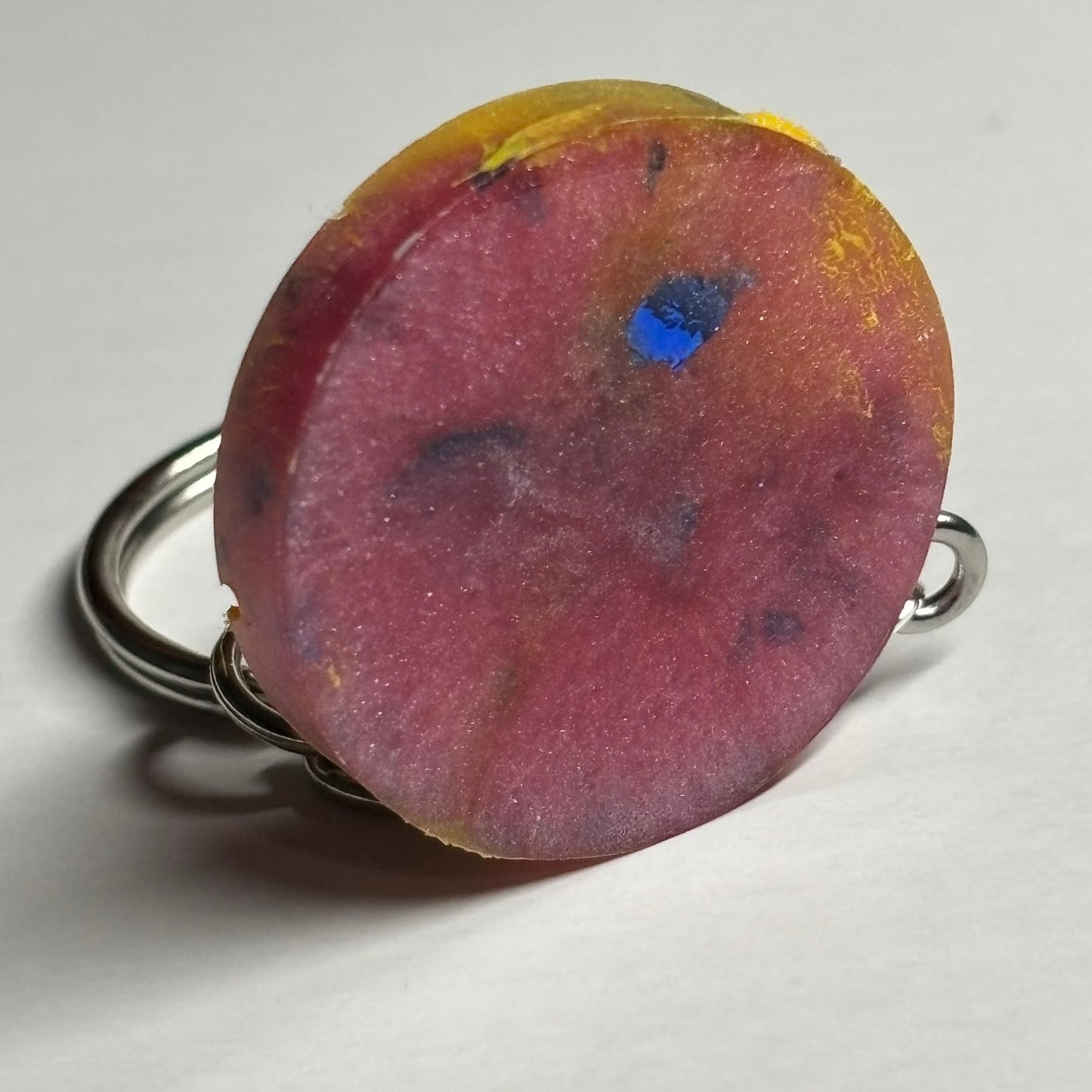 Pink Yellow Bishop - Handmade Resin Keychain