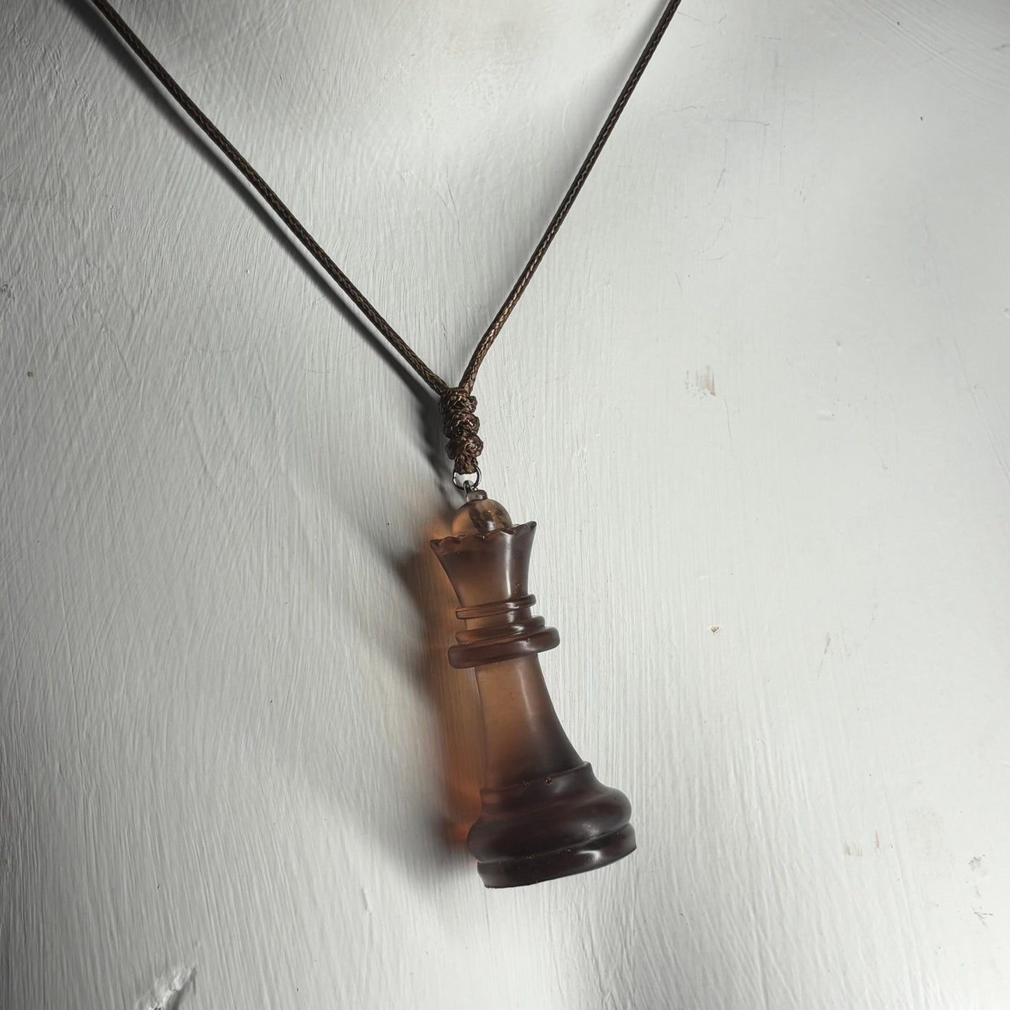 Vintage Brown Queen - Handmade Resin Chess Necklace