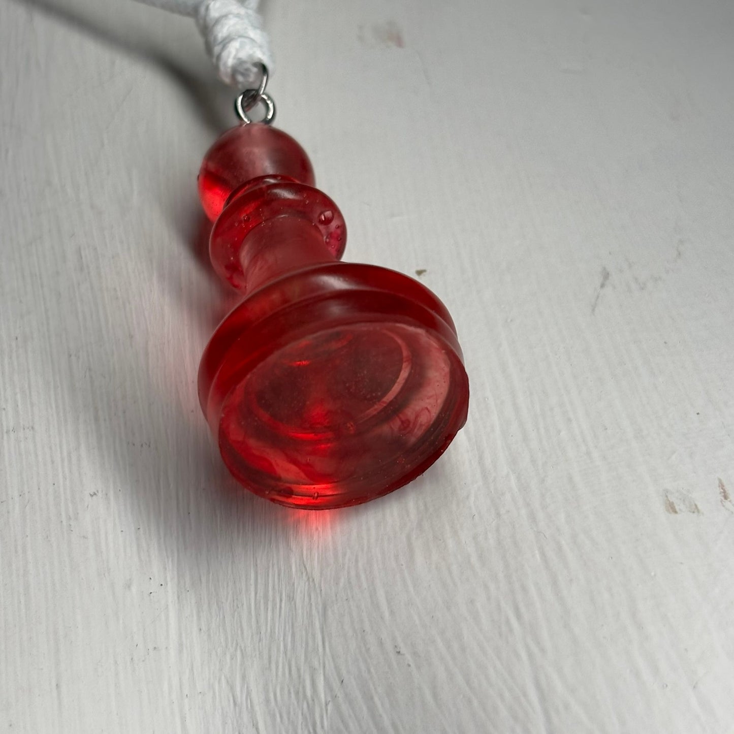 Translucent Red Bishop - Handmade Resin Chess Necklace