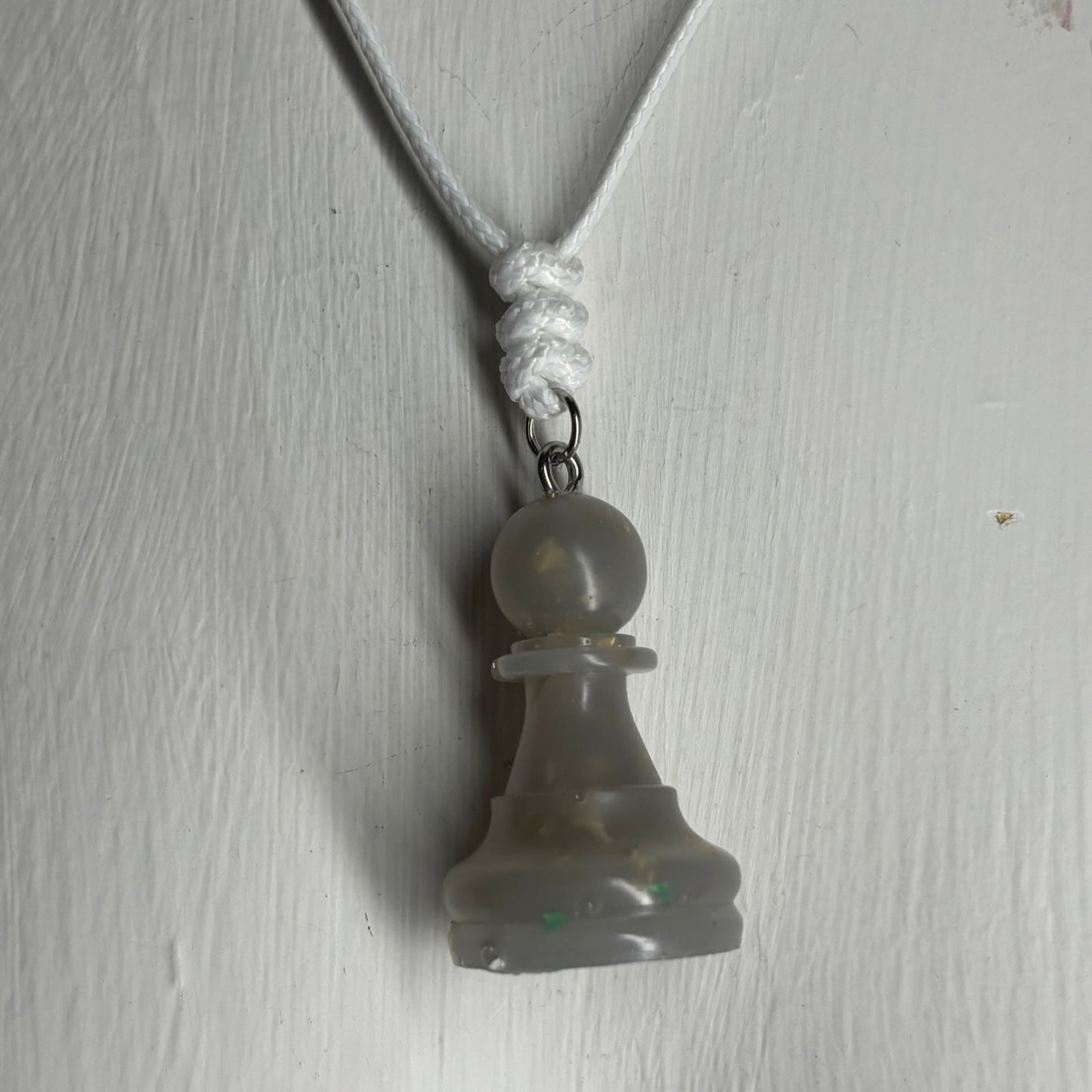 Ice White Pawn - Handmade Resin Chess Necklace
