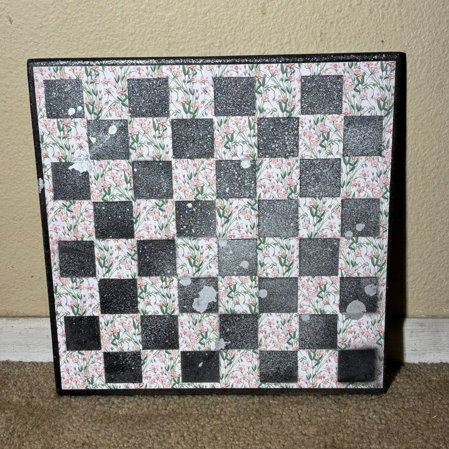 Chrome Mist Flowers - Scrapbook Chess Board