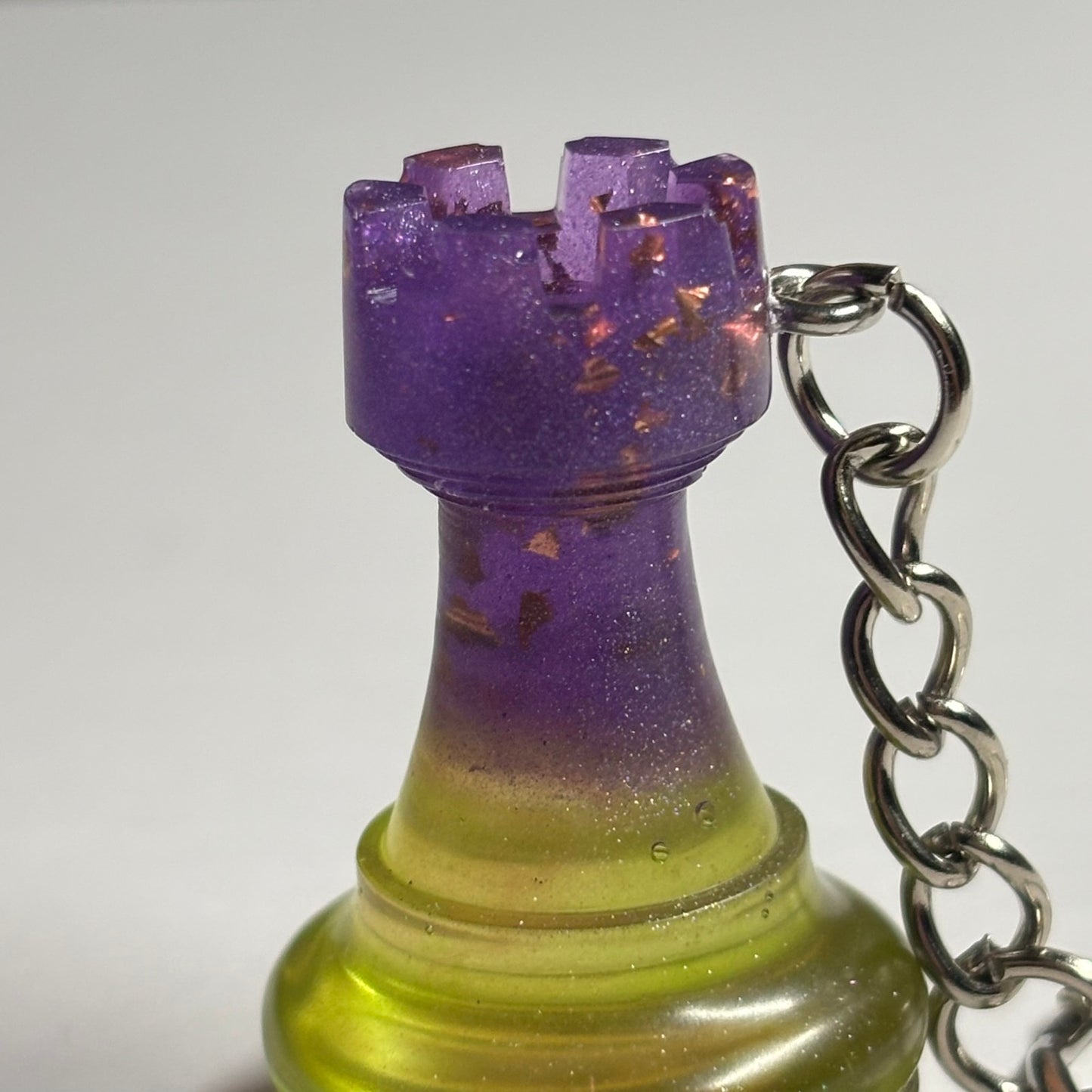 Purple Yellow Rook - Handmade Resin Keychain