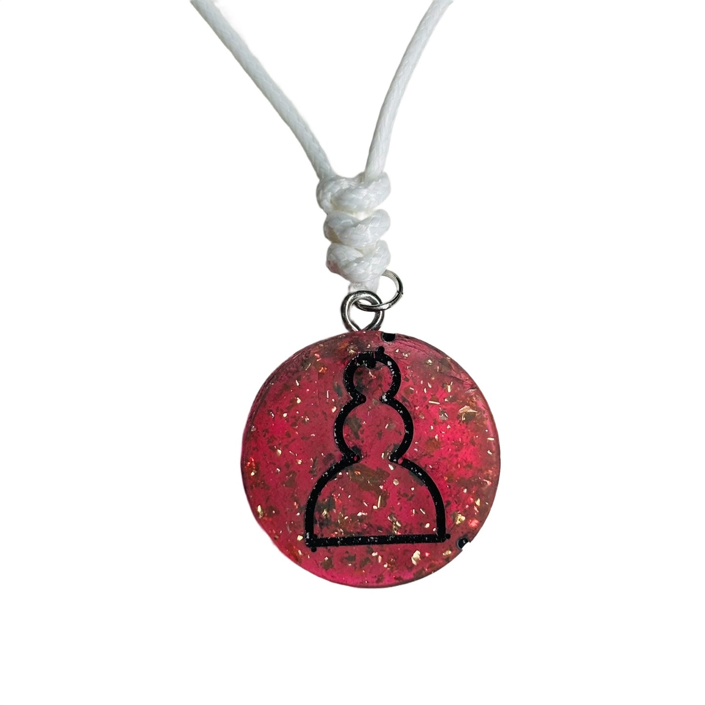 Red Crystal Pawn - Handmade Resin Chess Necklace