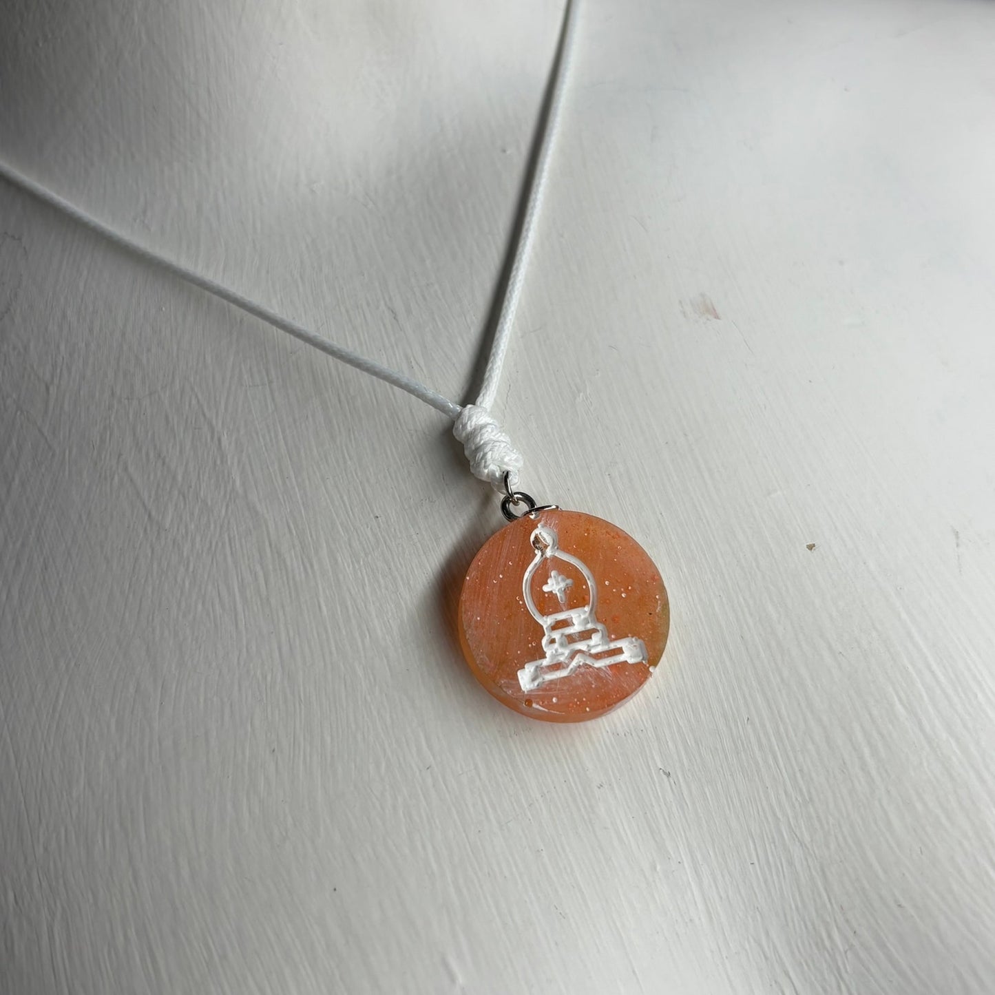 Orange Bishop - Handmade Resin Chess Necklace
