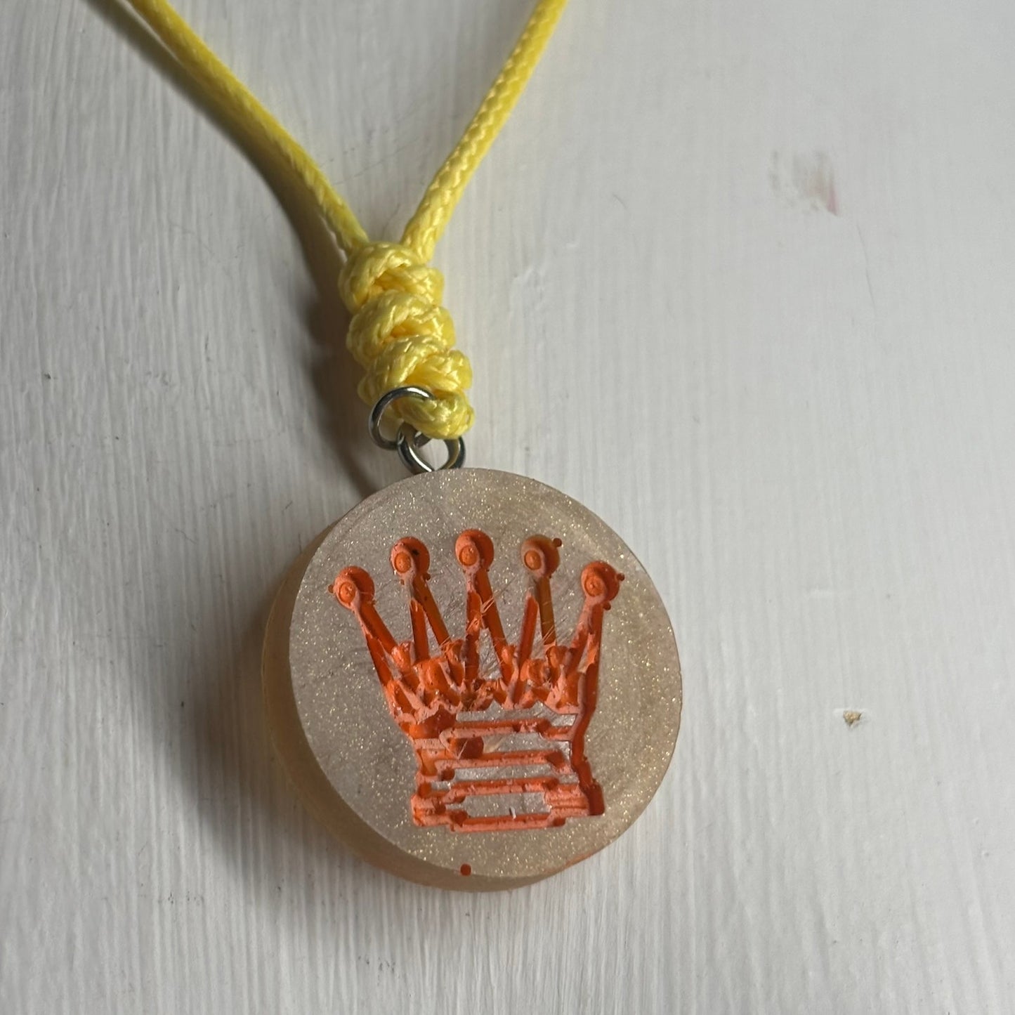 Cream Orange Queen - Handmade Resin Chess Necklace