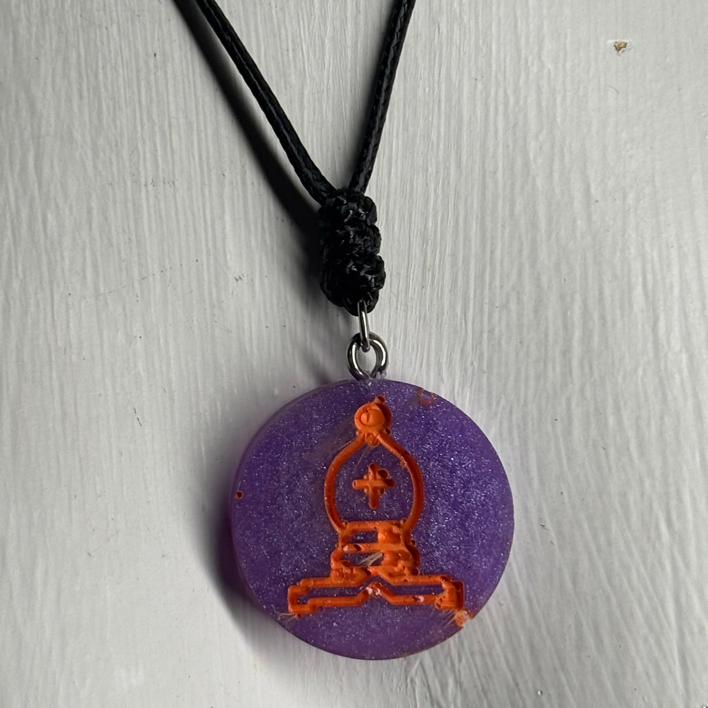 Purple Bishop - Handmade Resin Chess Necklace