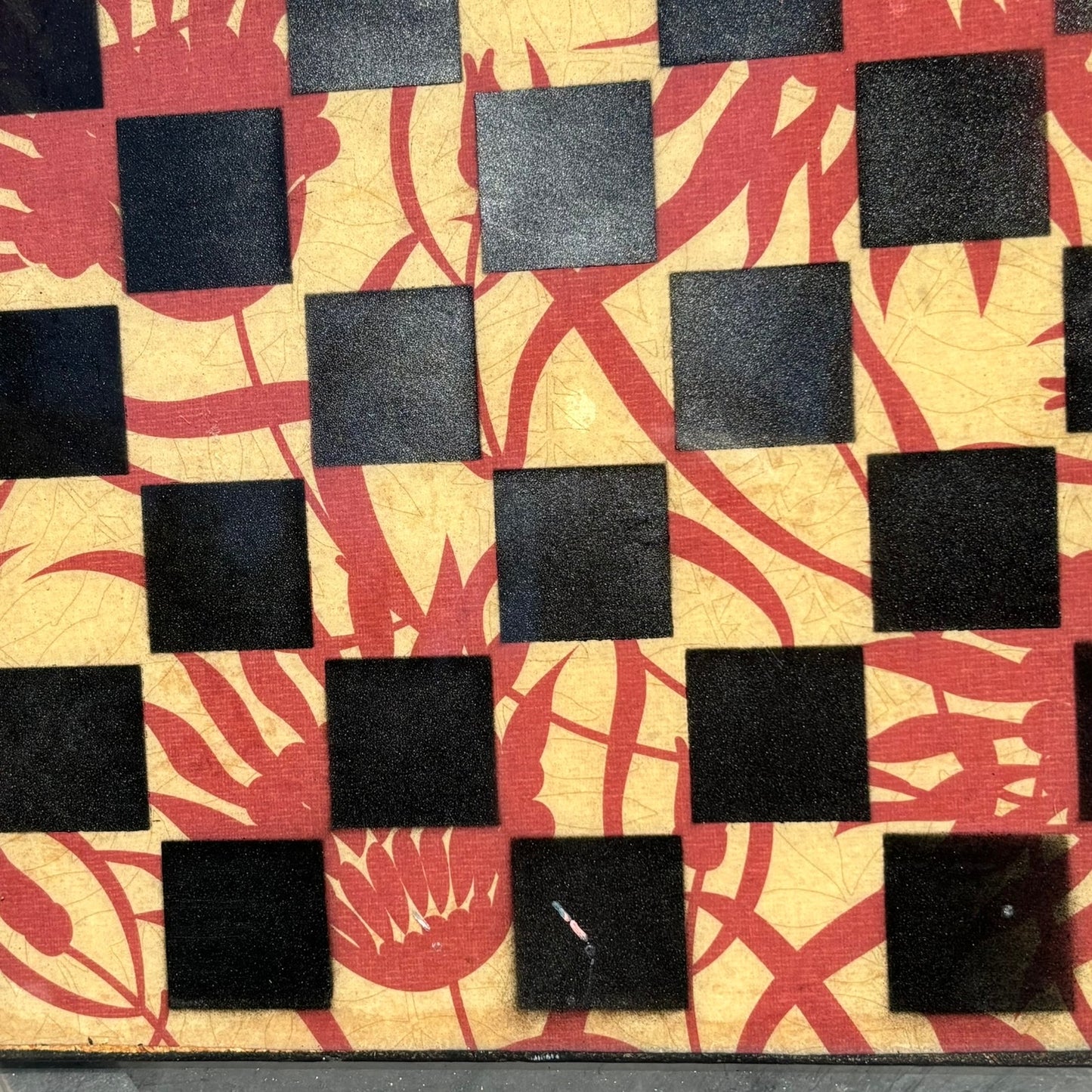 Yellow & Red Vintage Pattern - Resin Coated Chess Board