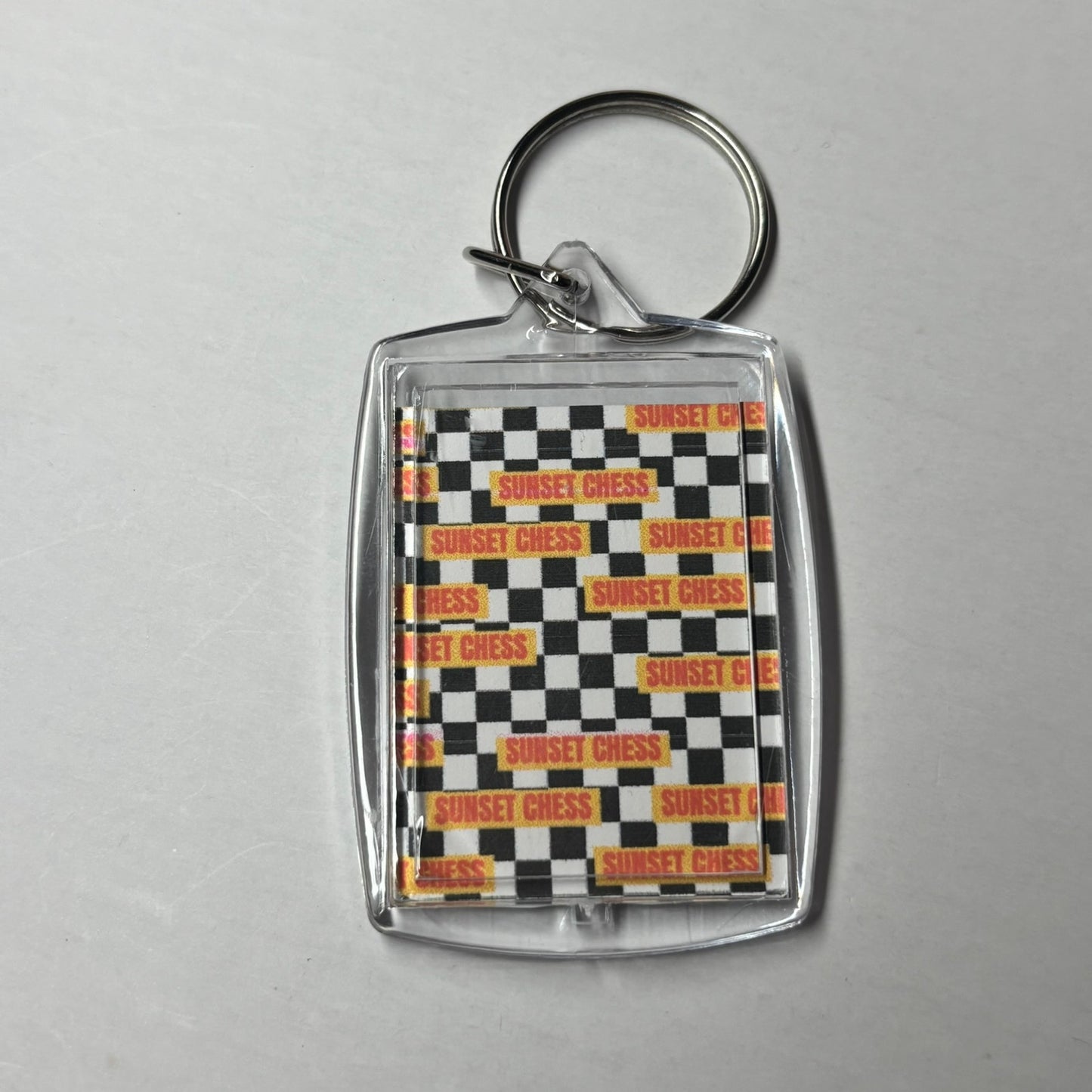 Astronaut Plays On Ship - Sunset Chess Photo Keychain