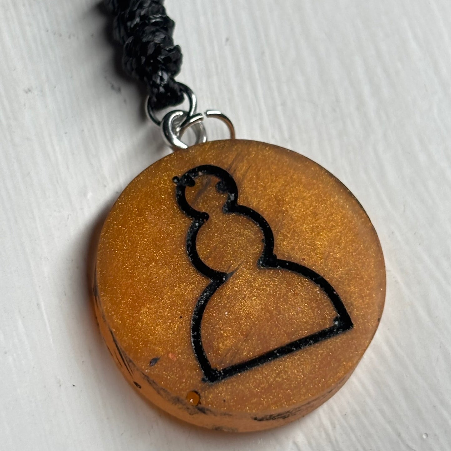 Orange Pawn - Handmade Resin Chess Necklace