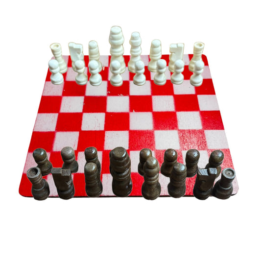 Cherry Red White - Mini Chess Set