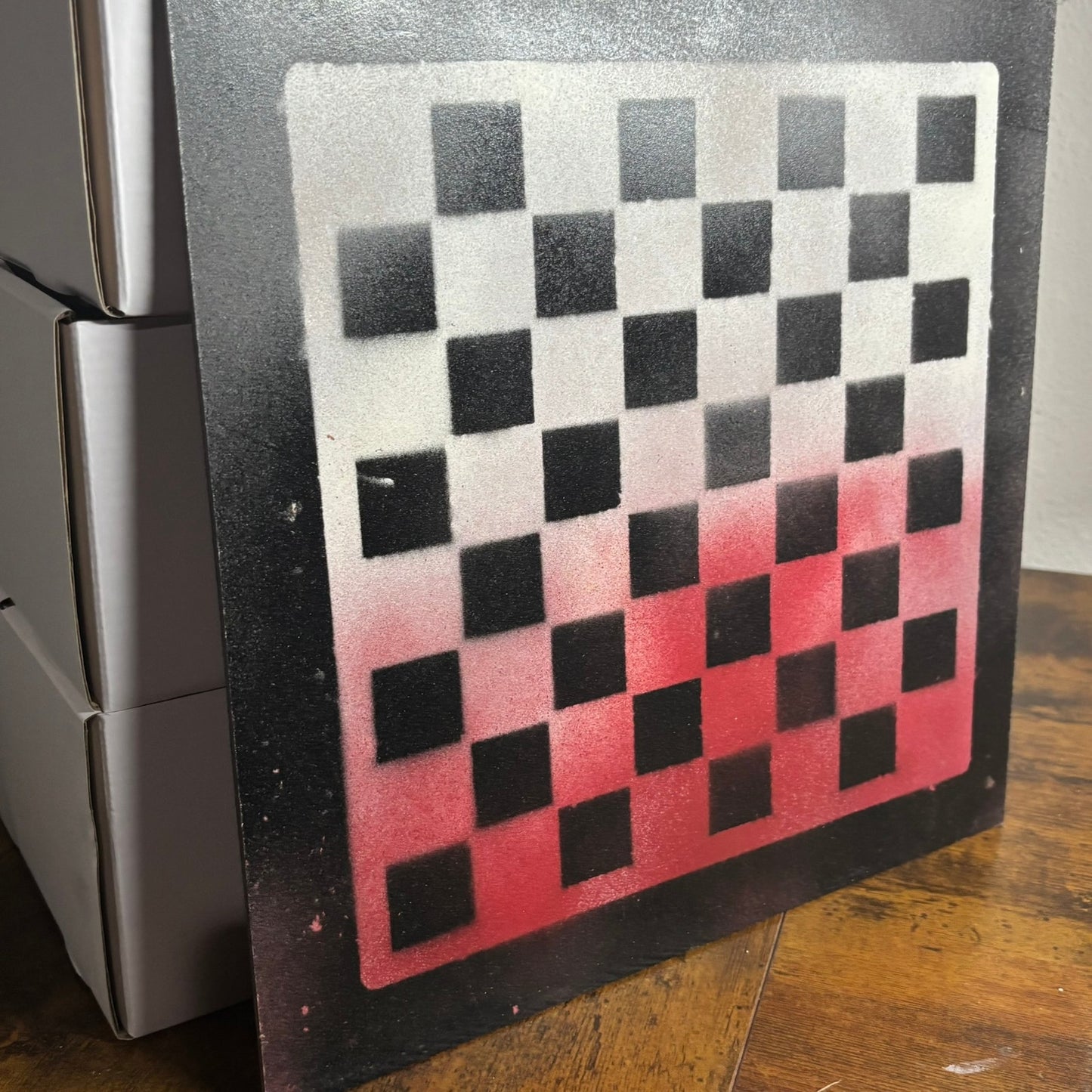 Cream Red - Painted Chess Board
