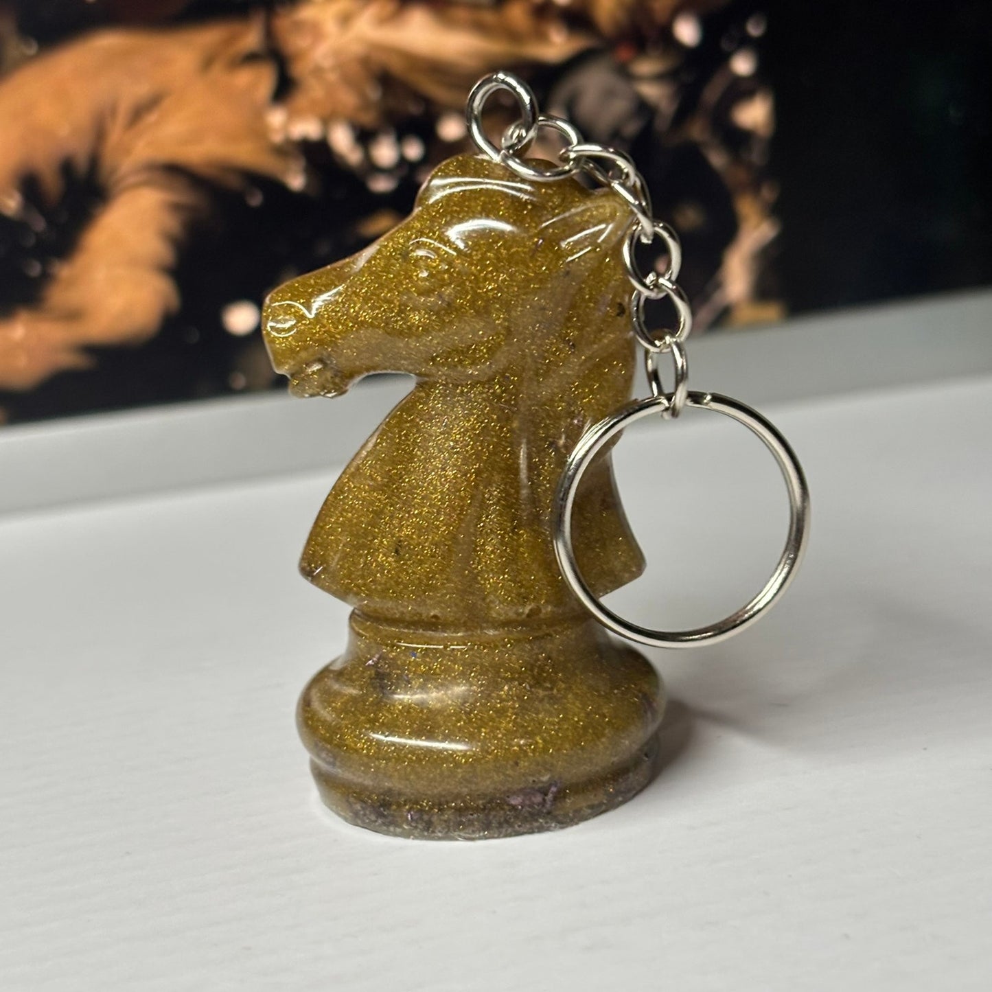 Yellow Brown Knight - Handmade Resin Keychain - Large Edition
