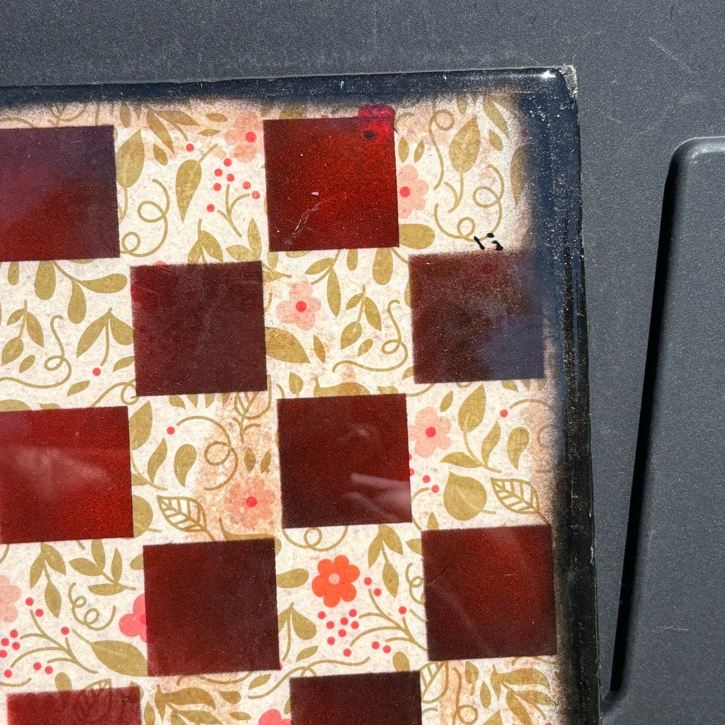 Fading Red Flowers - Resin Coated Chess Board