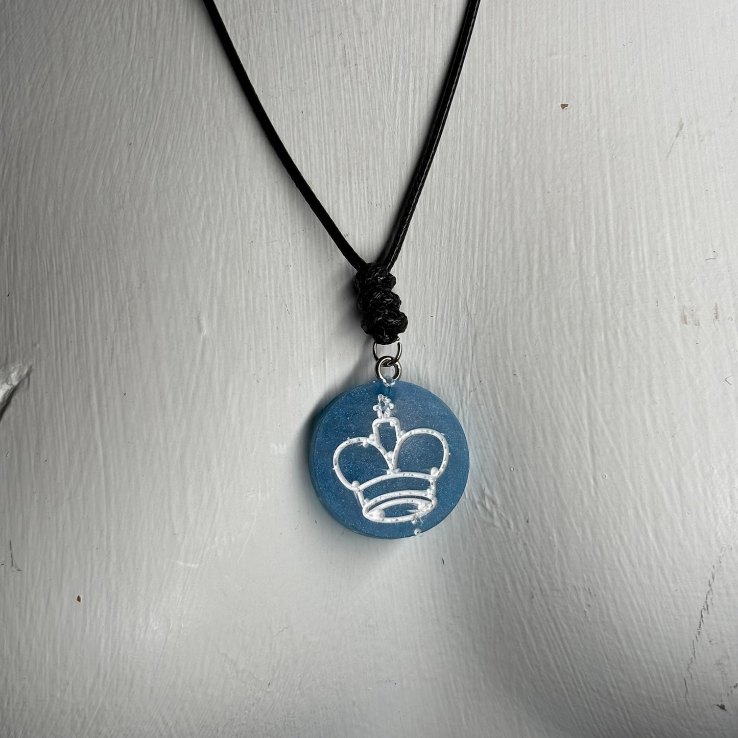 Blue King - Handmade Resin Chess Necklace