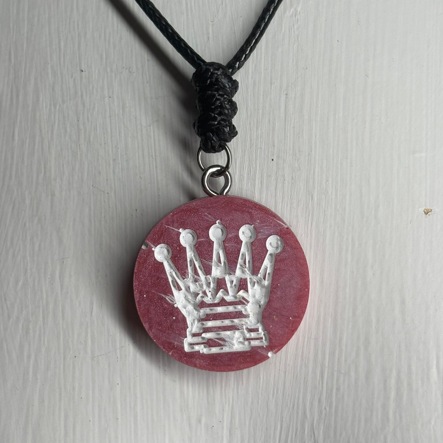 Solid Pink Queen - Handmade Resin Chess Necklace