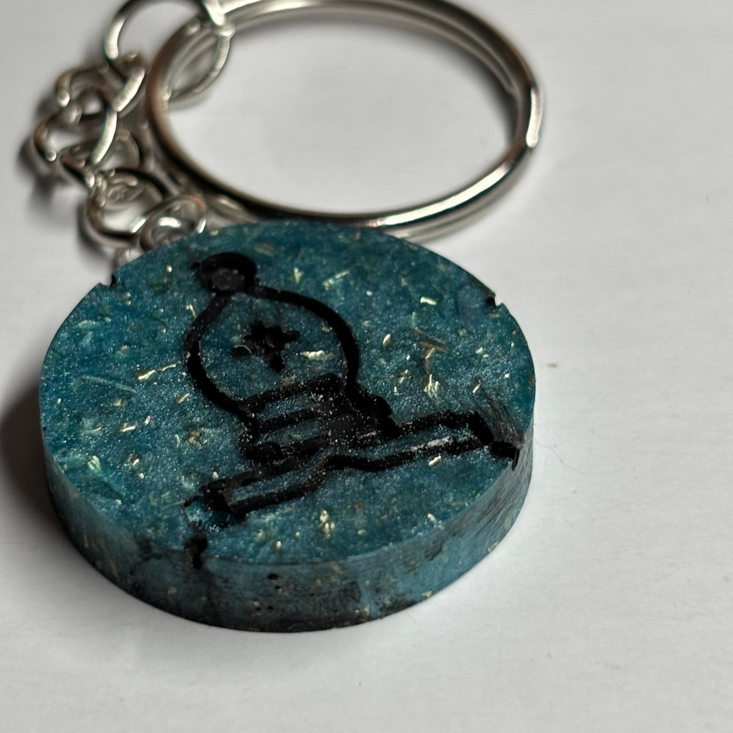 Blue Crystal Bishop - Handmade Resin Keychain