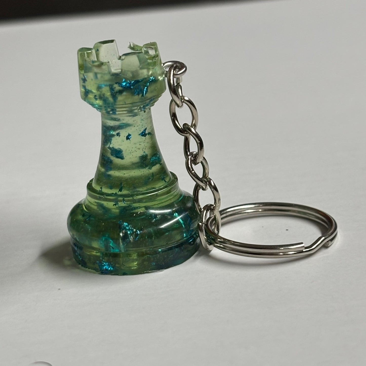 Green Translucent Rook - Handmade Resin Keychain