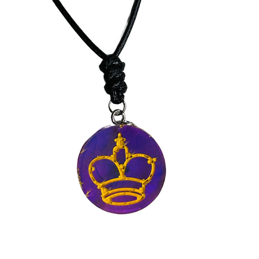 Royal Purple King - Handmade Resin Chess Necklace