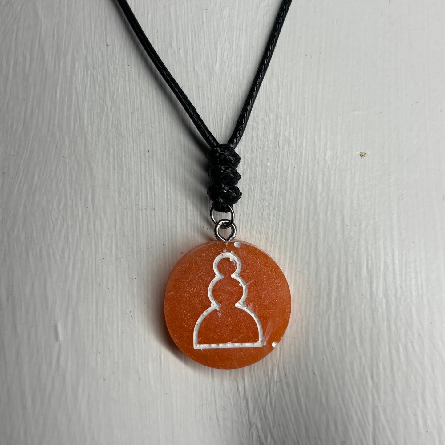 Orange Pawn - Handmade Resin Chess Necklace